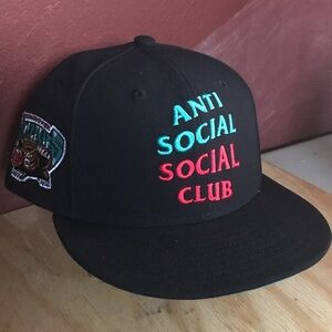 Anti Social Social Club Memphis grizzlies 7 3/8 fitted Black Cap hat designer